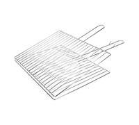 I LOVE BBQ - 1077 - Grille Barbecue Double 40x30 cm - Grille BBQ Rectangulaire avec Poignée Acier Chromé - Grille de Cuisson Viande Poisson Légumes - Accessoire Barbecue