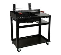 I LOVE BBQ - Barbecue chariot, barbecue charbon - Ensemble grillade - Comprend: Tiroir à cendres, grille acier, 3 positions de grillades possibles - Peinture époxy noire - Dimensions: 87 x 50 x 83 cm
