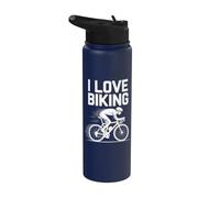 I Love Biking Enthusiast Rider Cycliste Stainless Steel Insulated Water Bottle