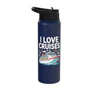 I Love Cruises Bateau nautique Voyage Océan Stainless Steel Insulated Water Bottle