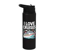 I Love Cruises Bateau nautique Voyage Océan Stainless Steel Insulated Water Bottle
