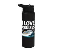 I Love Cruises Ocean Travel Amateur Stainless Steel Insulated Water Bottle