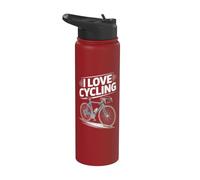 I Love Cycling Enthusiast's Passion Vélo Stainless Steel Insulated Water Bottle