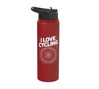 I Love Cycling Roue de vélo Passion Stainless Steel Insulated Water Bottle