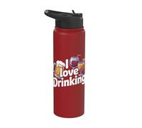 I Love Drinking Beer Wine Cocktail Humour Stainless Steel Insulated Water Bottle