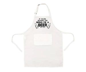 I LOVE FANCY DRESS Tablier de cuisine humoristique avec inscription « If You're Reading This Bring Me A Beer » pour homme, blanc, réglable, taille unique, pour papa, mari, grand-père, oncle, frère