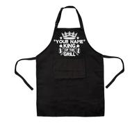 I LOVE FANCY DRESS Tablier de cuisine personnalisé King of the Grill - Ajouter n'importe quel nom, tablier de cuisine noir pour lui, père, adulte, taille unique, tablier de chef de grill fantaisie