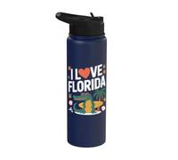 I Love Florida Alligator Palms Planche de surf Stainless Steel Insulated Water Bottle