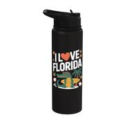 I Love Florida Alligator Palms Planche de surf Stainless Steel Insulated Water Bottle