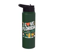 I Love Florida Alligator Palms Planche de surf Stainless Steel Insulated Water Bottle