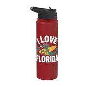 I Love Florida Alligator Surf Fun Design Stainless Steel Insulated Water Bottle