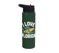 I Love Florida Alligator Surf Fun Design Stainless Steel Insulated Water Bottle