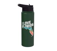 I Love Florida Carte de palmier motif alligator Stainless Steel Insulated Water Bottle