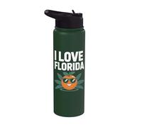 I Love Florida Happy Orange avec lunettes de soleil Stainless Steel Insulated Water Bottle