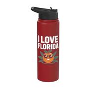 I Love Florida Happy Orange avec lunettes de soleil Stainless Steel Insulated Water Bottle