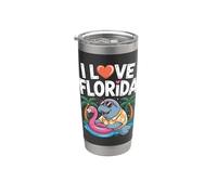 I Love Florida Lamantin Flamant rose Tropical Fun Gobelet isotherme en acier inoxydable double paroi