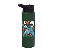 I Love Florida Manatee Carte Fleurs Stainless Steel Insulated Water Bottle