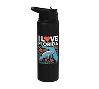 I Love Florida Manatee Carte Fleurs Stainless Steel Insulated Water Bottle