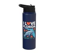 I Love Florida Manatee Carte Fleurs Stainless Steel Insulated Water Bottle