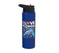 I Love Florida Manatee Carte Fleurs Stainless Steel Insulated Water Bottle