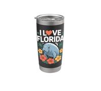 I Love Florida Manatee Hibiscus Gobelet isotherme en acier inoxydable double paroi