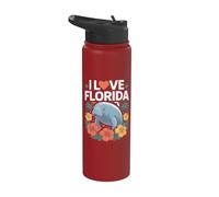 I Love Florida Manatee Hibiscus Stainless Steel Insulated Water Bottle