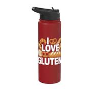 I Love Gluten Pain Baguette Bretzel Croissant Stainless Steel Insulated Water Bottle