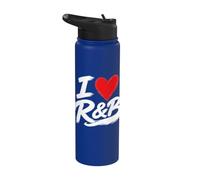 I Love Heart R&B Music I Love R&B Retro Music Fan Stainless Steel Insulated Water Bottle