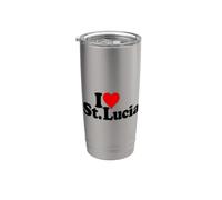 I Love Heart Sainte-Lucie Îles des Caraïbes Gobelet isotherme en acier inoxydable double paroi