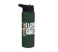 I Love Loud Husky Girls Alaska Malamute Chien Husky Sibérien Stainless Steel Insulated Water Bottle