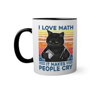 I Love Math It Makes People Cry Funny Black Cat Tasse à l'intérieur de couleur noire avec poignée 330ml