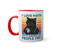 I Love Math It Makes People Cry Funny Black Cat Tasse à l'intérieur de couleur rouge avec poignée 330ml