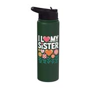 I Love My Sister Cœur Fleurs Stainless Steel Insulated Water Bottle