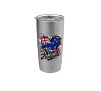 I Love New Zealand Drapeau souvenir de voyage en forme de cœur Gobelet isotherme en acier inoxydable double paroi