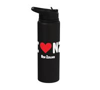 I Love NZ Heart NZ Love New Zealand Maori Culture Stainless Steel Insulated Water Bottle