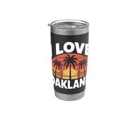 I Love Oakland Sunset Bridge Palmiers Gobelet isotherme en acier inoxydable double paroi