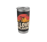 I Love Oklahoma Pompe à huile Coucher de soleil Scène Gobelet isotherme en acier inoxydable double paroi