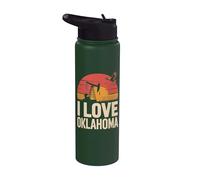 I Love Oklahoma Pompe à huile Coucher de soleil Scène Stainless Steel Insulated Water Bottle