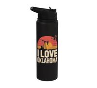 I Love Oklahoma Pompe à huile Coucher de soleil Scène Stainless Steel Insulated Water Bottle