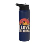 I Love Oklahoma Pompe à huile Coucher de soleil Scène Stainless Steel Insulated Water Bottle