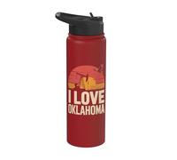 I Love Oklahoma Pompe à huile Coucher de soleil Scène Stainless Steel Insulated Water Bottle