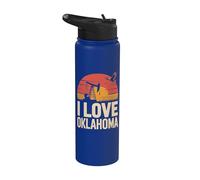 I Love Oklahoma Pompe à huile Coucher de soleil Scène Stainless Steel Insulated Water Bottle
