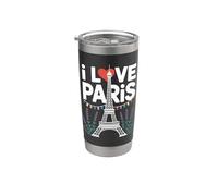 I Love Paris Tour Eiffel Vibes Lavande Gobelet isotherme en acier inoxydable double paroi