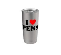 I Love Pens Marqueur à bille humoristique en forme de cœur Gobelet isotherme en acier inoxydable double paroi