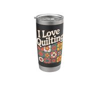 I Love Quilting Passion Patchwork Retro Craft Gobelet isotherme en acier inoxydable double paroi