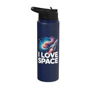 I Love Space Enthusiast Astronaute Cosmos Adventure Stainless Steel Insulated Water Bottle