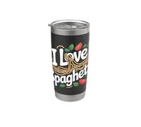 I Love Spaghetti Tomate Basilic Pâtes Fun Gobelet isotherme en acier inoxydable double paroi