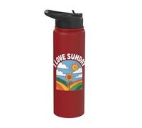 I Love Sunday Vibrant Retro Sun Stainless Steel Insulated Water Bottle