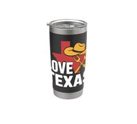 I Love Texas Chapeau de cowboy fourchettes graphique Gobelet isotherme en acier inoxydable double paroi