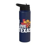 I Love Texas Chapeau de cowboy fourchettes graphique Stainless Steel Insulated Water Bottle